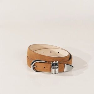 Déhanche caramel & silver hollyhock suede belt